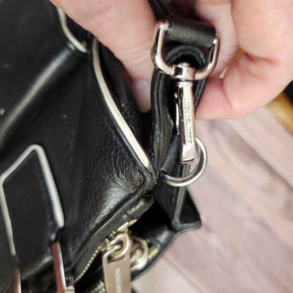 Michael Kors Medium Audrey Satchel classic black & white‎ pebbled leather bag - Picture 12 of 16